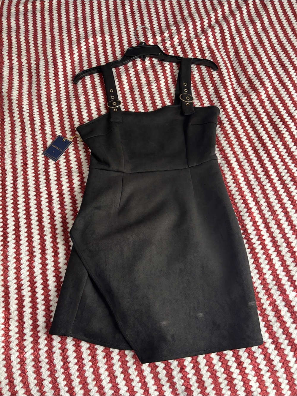 Forever 21 Black Buckle-Strap Mini Dress